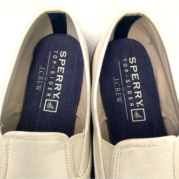 Sperry Top- Sider for J. Crew Cream Slip On Deck Shoe Loafer - Picture 8 of 12